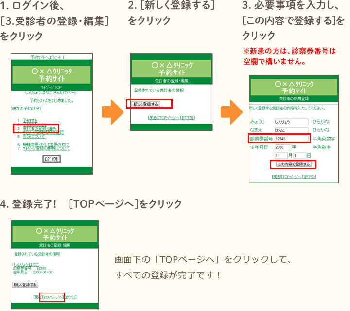 受診者登録のしかた